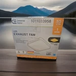 Commercial Electric 50 Cfm Bathroom Exhaust Fan Led Light W/ Clip Lock BF1103. Fixed Price $34.99.