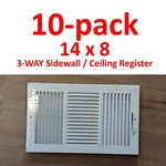 (10) Proselect PS3WW14X100 Vent 14" 8" White 3-WAY Steel Register Cover Bulk. Fixed Price $43.99.