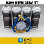 Envirosafe R290, R-290 Refrigerant, 4 Cans With Brass Charging Gauge. Fixed Price $94.99.