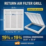 19 Hinged Return Air Grille White Steel Filter Access Vent 22.5"X22.5". Fixed Price $41.44.
