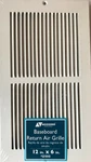 Accord 6" X 12" Baseboard Return Air Grille- 121920 White Heavy Gauge Steel. Fixed Price $7.99.