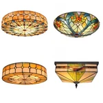 4 Styles Tiffany Stained Glass Chandelier Ceiling Lights Flush Mount Home Decor. Fixed Price $139.28.