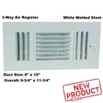 Air Register Grille 8" X 10" Duct Size Vent Wall 3-WAY Ceiling White Ac Heat New. Fixed Price $19.82.