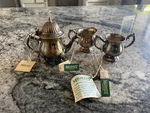 Silver Plate Ornate- Miniature Tea Set Floral Midwest Of Cannon Falls New. Fixed Price $89.95.