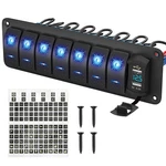 Rvboatpat 7 Gang Rocker Switch Panel 12V Marine Toggle Waterpr. Fixed Price $40.26.