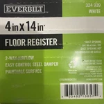 Everbilt In. X 14 2-WAY High-quality Steel Floor Register, White. Fixed Price $22.99.