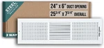 Fits 24X6 Duct Opening 3 Way Steel Air Supply Diffuser By Handua Register Vent. Fixed Price $89.29.