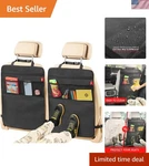 Helteko Black Leather Kick Mat & Organizer For Back Seat - Dual Mesh Pockets. Fixed Price $33.99.
