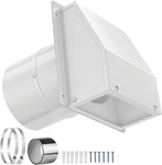 4 Inch Hooded Wall Vent With Screen And Damper, Exhaust Cover Foam Gas. Fixed Price $69.99.