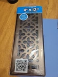 New Decor Grates 4"X 12" Gothic Design Steel Plated Rubbed Bronze Floor Register. Fixed Price $12.00.