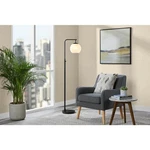 Hampton Bay Frazier 59 In. Black Floor Lamp With Milk Glass Shade. Fixed Price $71.24.