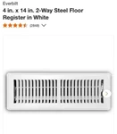 Everbilt Floor Register X 14" White 2 Way Air Deflection T4. Fixed Price $9.97.
