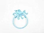 Hampton Nautical Rustic Dark Blue Whitewashed Cast Iron Octopus Towel Holder 6". Fixed Price $16.96.