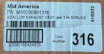 Genuine Mid America Pack Scallop Exhaust Vent W/ 4" 8" Aluminum Tubes Spruce. Fixed Price $50.00.